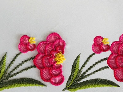 Hand Embroidery: Beautiful Flower Embroidery - Carnation Flower Embroidery