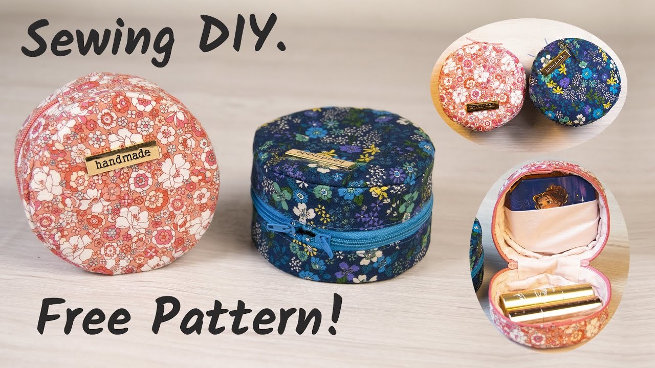Easy DIY - How to Sew a Tiny Circular Makeup Pouch - Free PDF Sewing Pattern