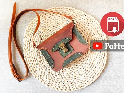 Leather Bag DIY. Small leather bag tutorial. How to make leather bag. ASMR + Background sounds