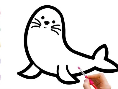 Dibuja y colorea crías de foca de forma fácil para niños. How to Draw Baby Seals easy for kids