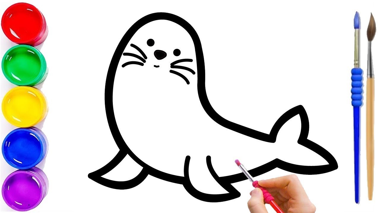 Dibuja y colorea crías de foca de forma fácil para niños. How to Draw Baby Seals easy for kids