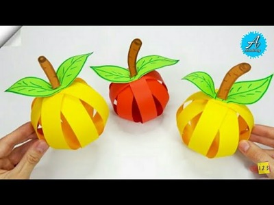 3D paper Apple. easy paper craft. easy craft for kids. art and craft @Activities Academy