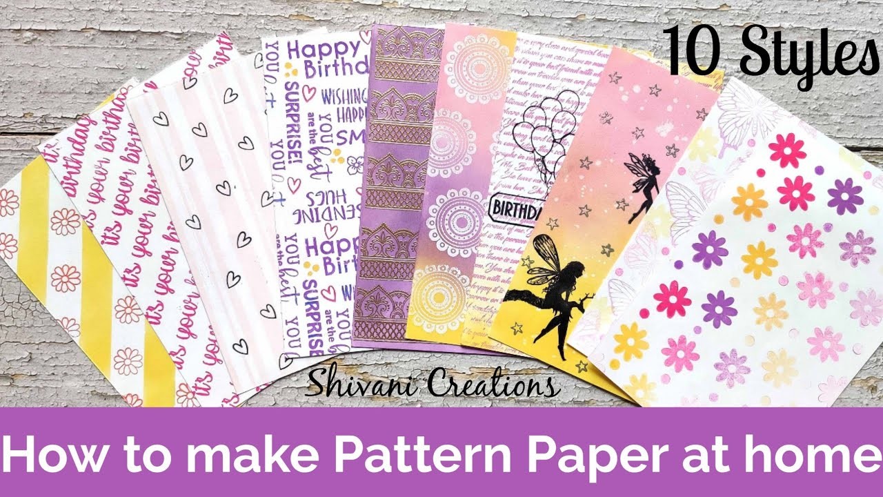 How to make Pattern Paper at Home. Card Background Ideas. 10 Different Stamping Technique