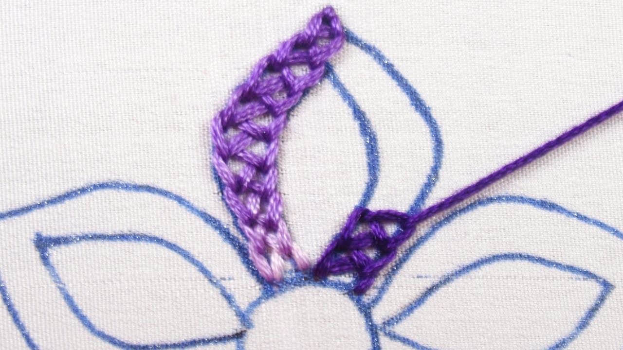 Modern flower design hand embroidery needle art easy flower stitch tutorial for beginners