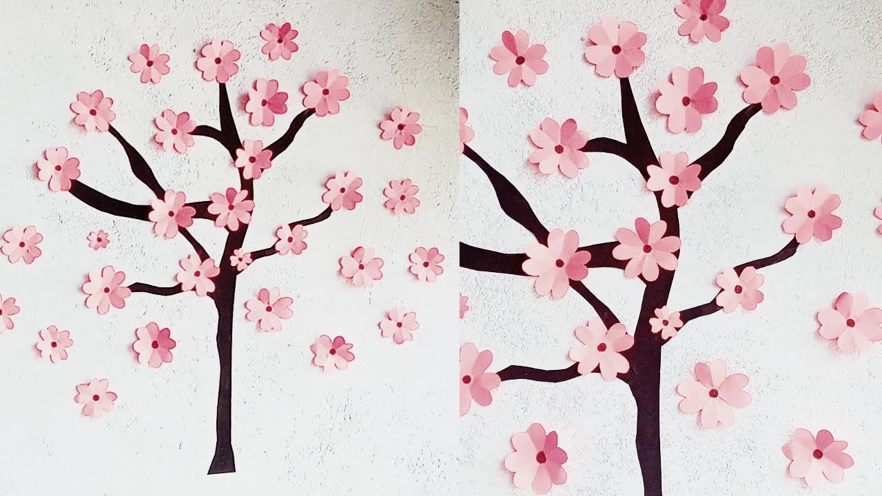 DIY paper tree for room decoration | how to make a flower tree from paper |