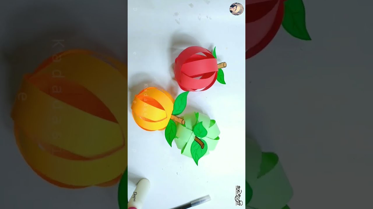 How to make paper pumpkin. paper apple. craft idea. a4 nirmana