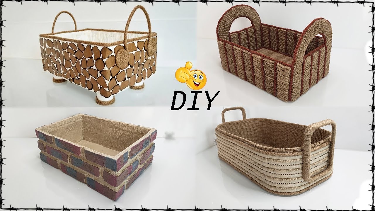 DIY - 4 BEAUTIFUL BASKET IDEAS - Storage Basket Ideas - Handmade Organizer Basket