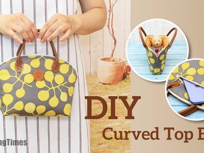 DIY Curved Top Bag - Pattern & Tutorial | How to make Purse Bag with Zipper Pocket [sewingtimes]