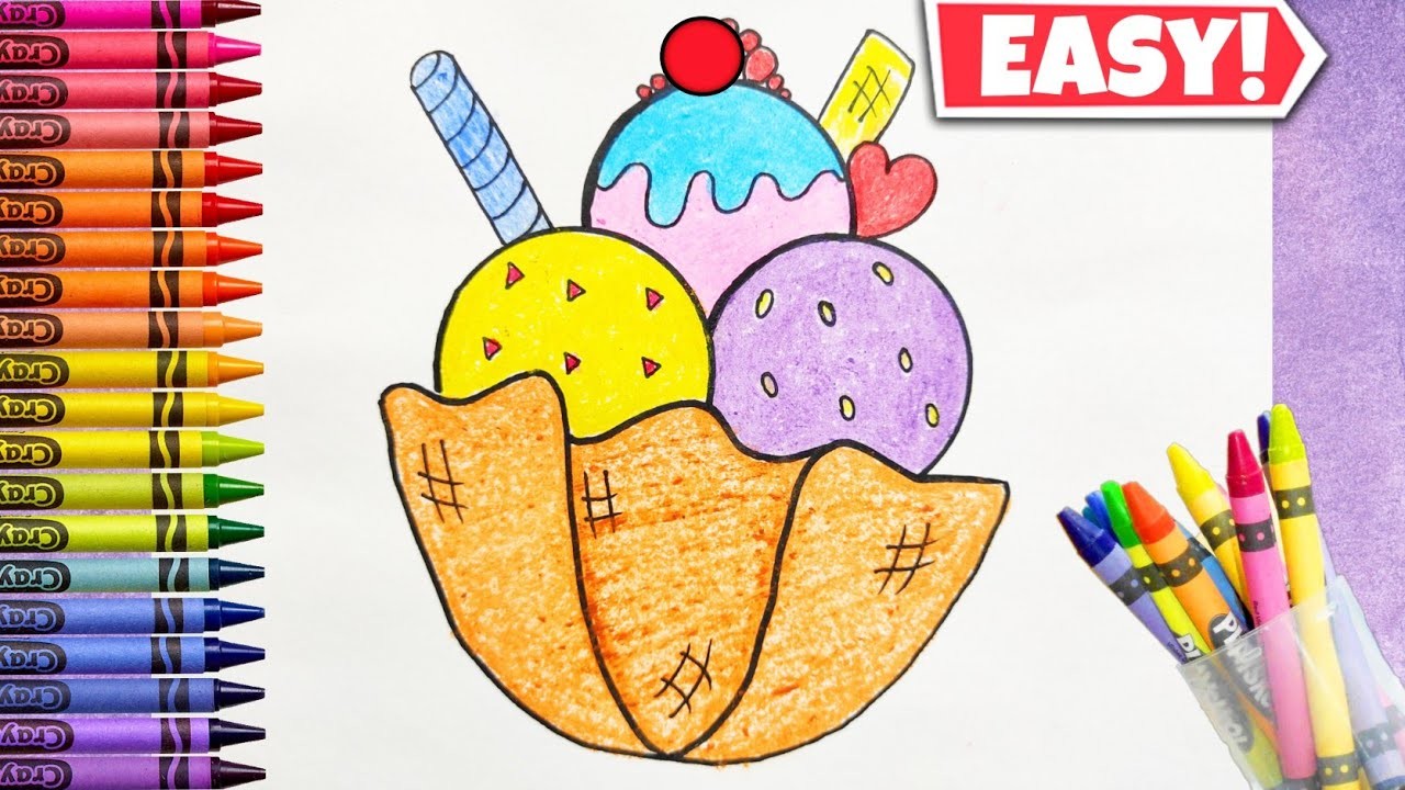 How to Draw a Cute Ice Cream | Easy Drawing for Kids | Drawing and Colouring | Cute Drawings