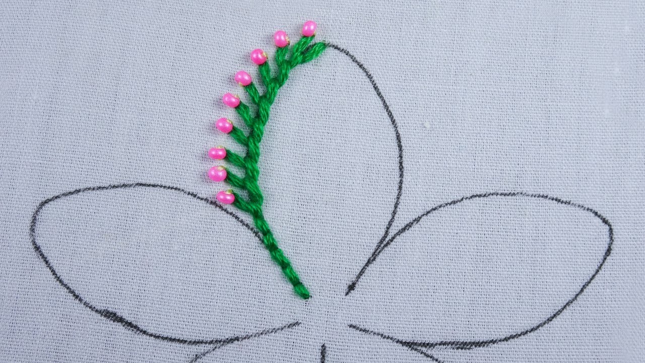 New hand embroidery masterpiece flower design with beads and all new stitch by #RoseWorld
