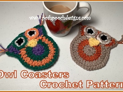 Owl Coasters Crochet Pattern #crochet #crochetvideos