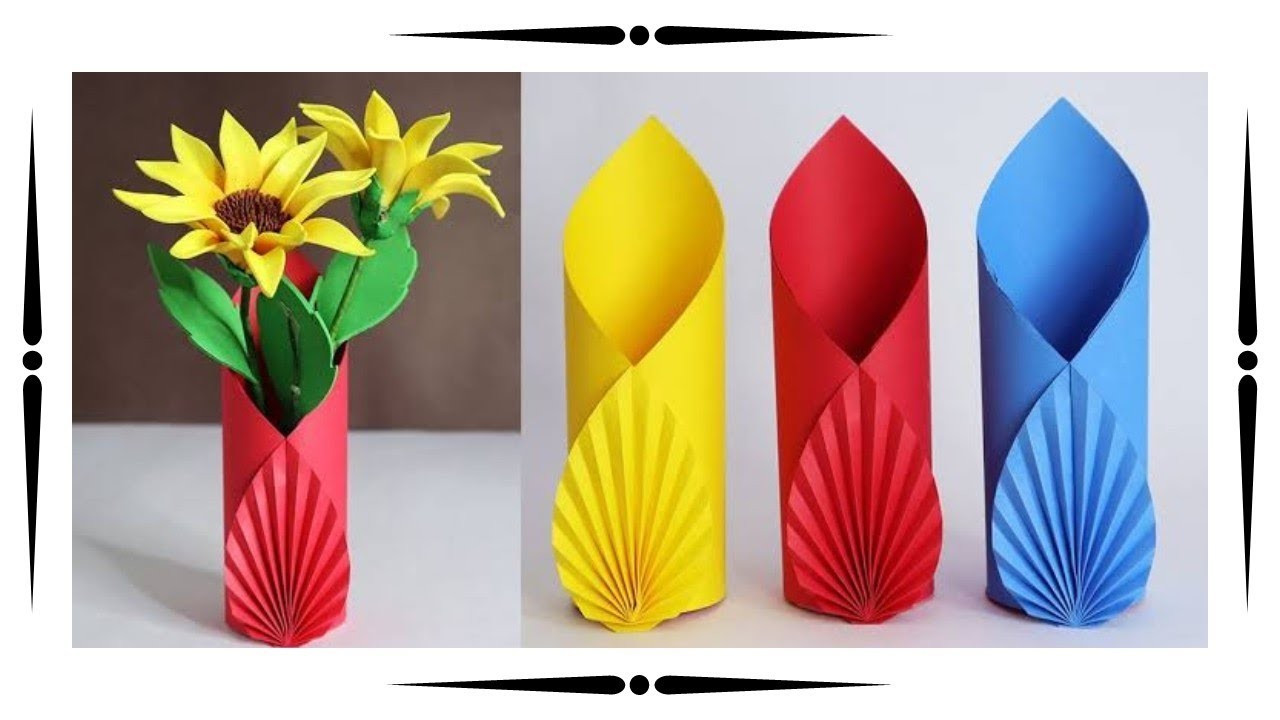 How To Make Paper Flower Vase || Simple Paper Vase || (Easy Craft)