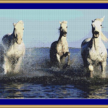 Camargue Horses Cross Stitch Pattern