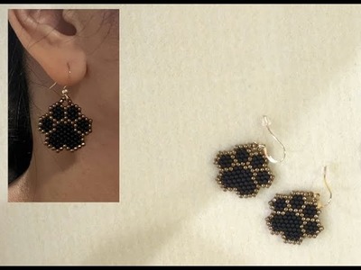 How to Make Beaded Jewelry. Dog Paw Print Earrings Design. Beads Work. Left-Handed #doglovers