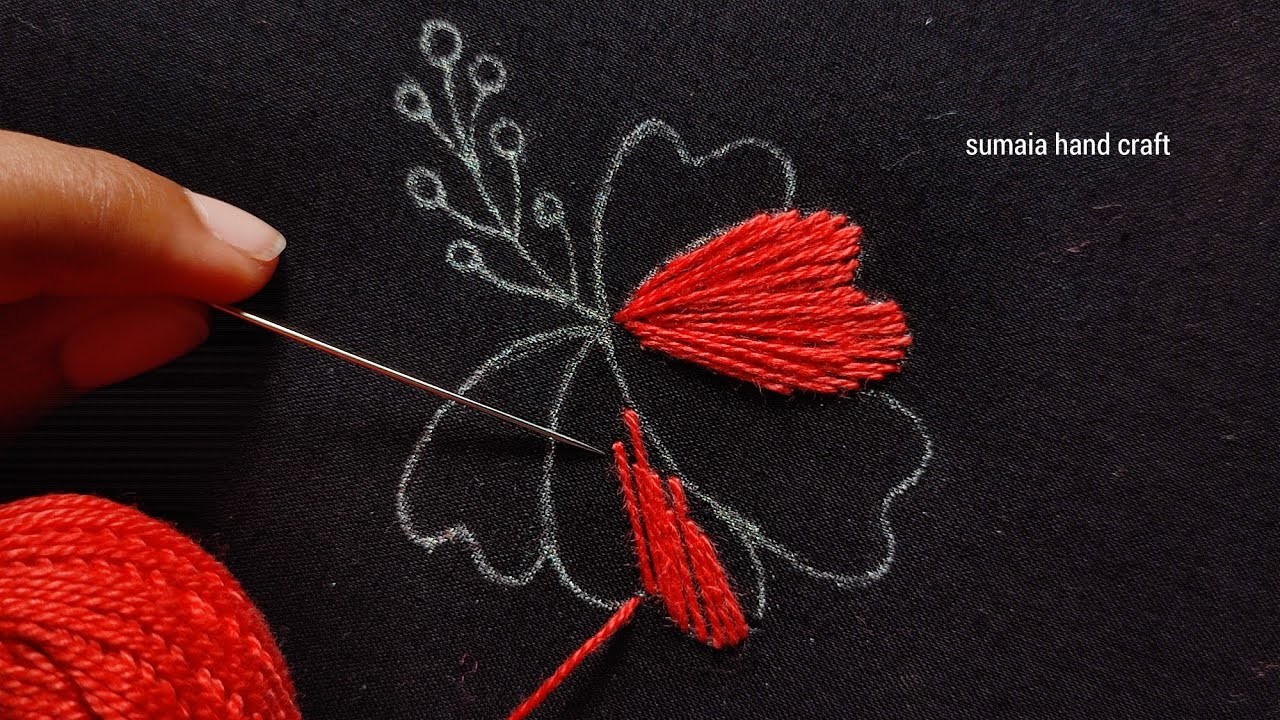 Hand embroidery flower stitch design,embroidery sewing,embroidery tutorial, basic embroidery stitch
