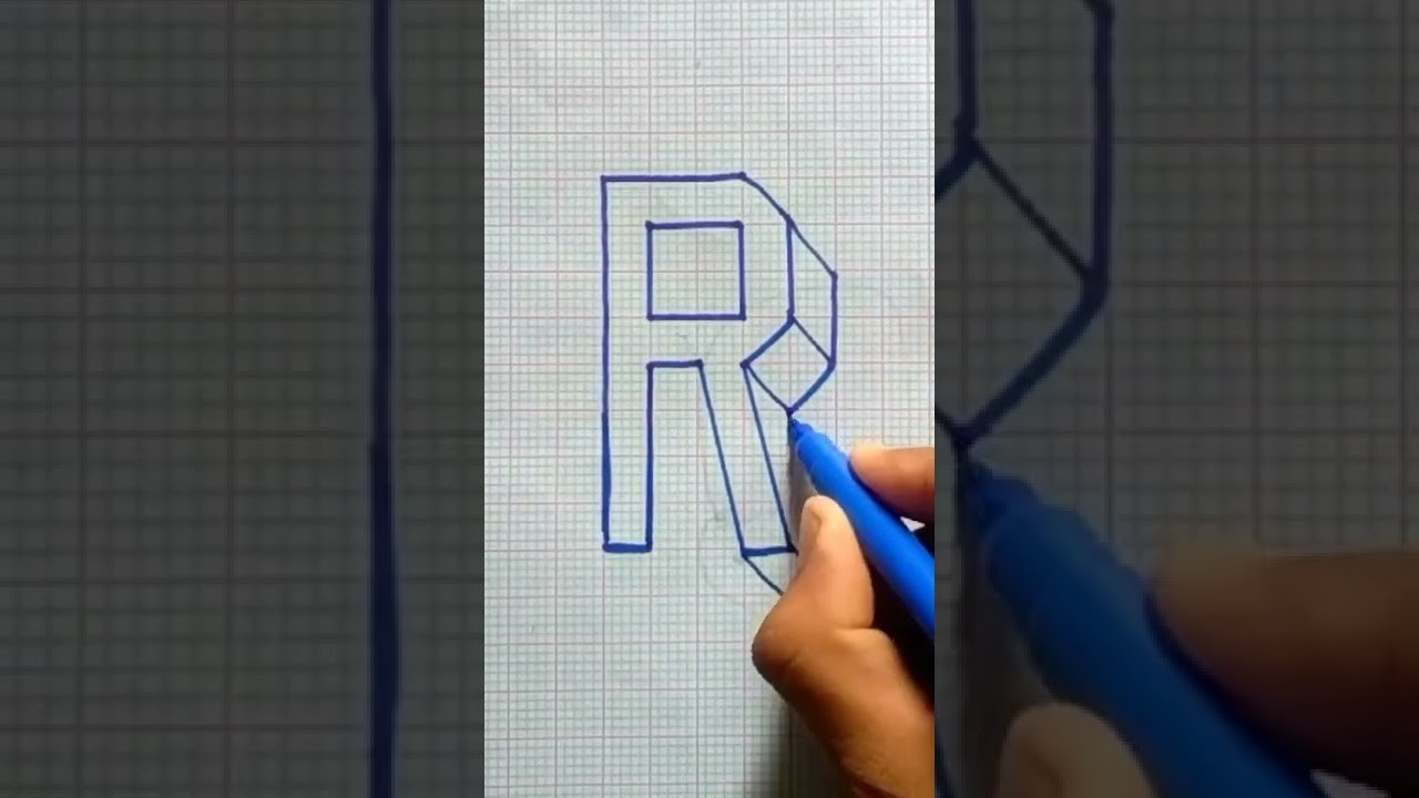 How to draw 3D letter ????R || Easy 3D art || #shorts #viral #3Dart