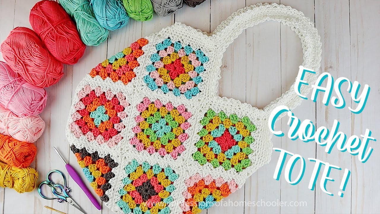 Crochet Granny Square Tote Bag  (How to Join Crochet Squares)