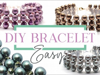 Make Your Own Satin Glass Pearl Bracelet with Crystals and Nylon Invisible Thread