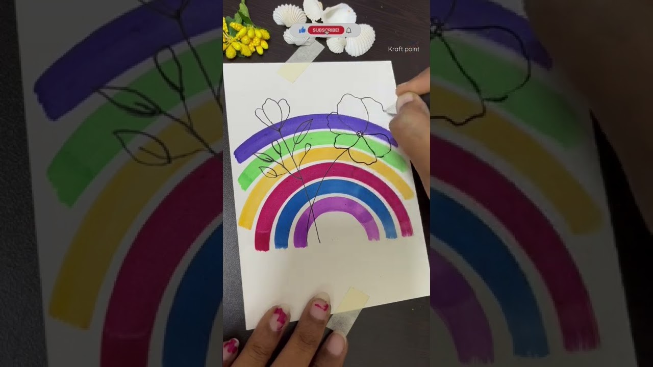 Flower doodle rainbow theme???? watercolour #shorts #flowerdoodle #doodleart #rainbow #painting #color