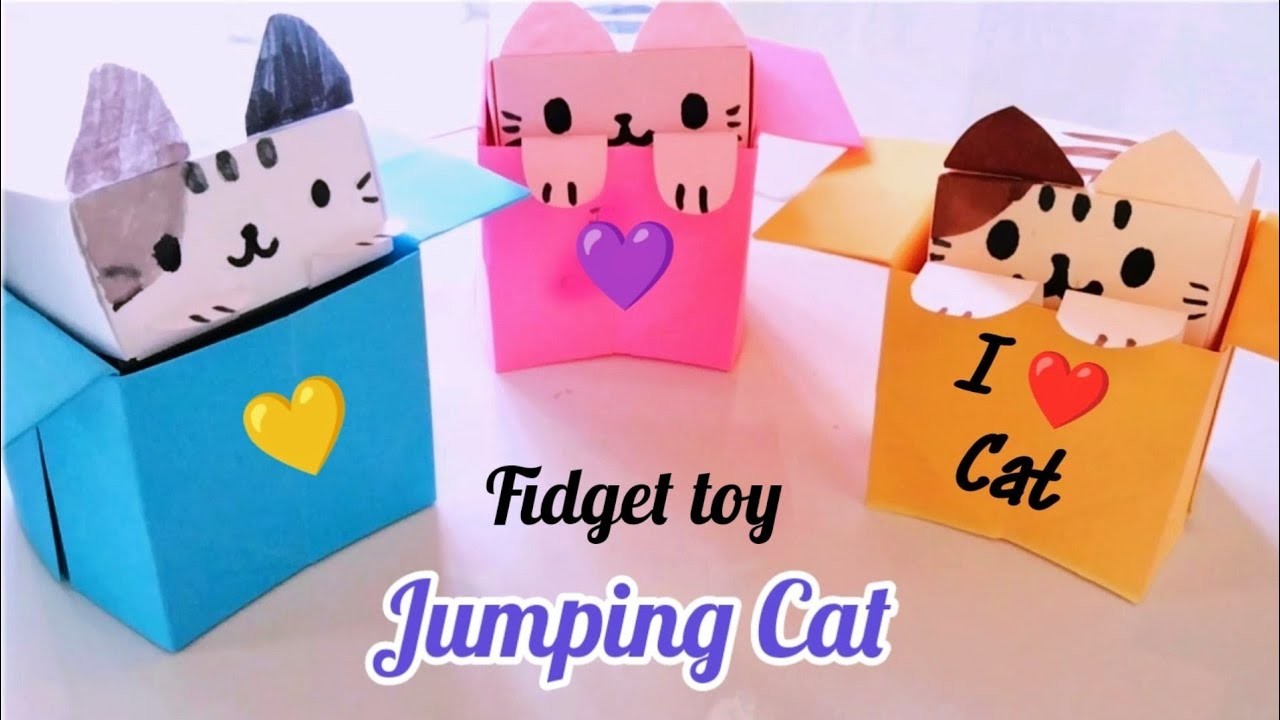 Origami jumping Cat in box | DIY fidget toy | How to make paper jumping Cat in a box | origami