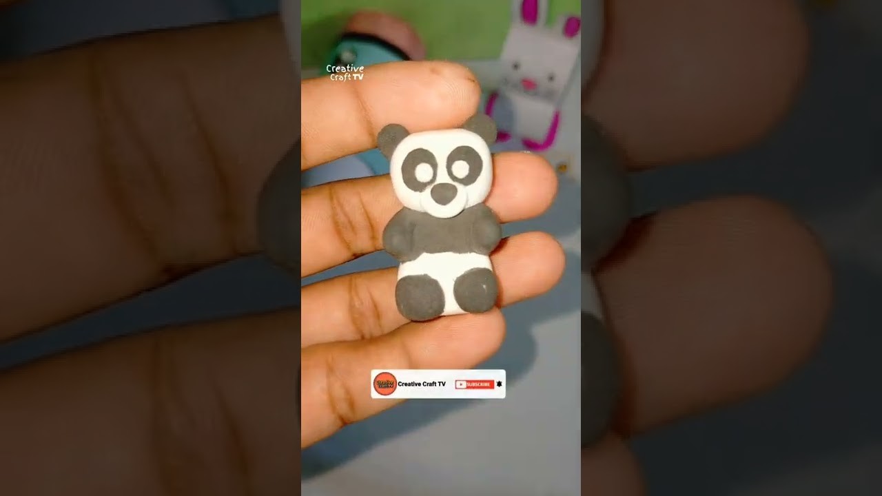 Cute panda | air dry clay craft idea | full tutorial video link in discription | #Shorts #cute #diy