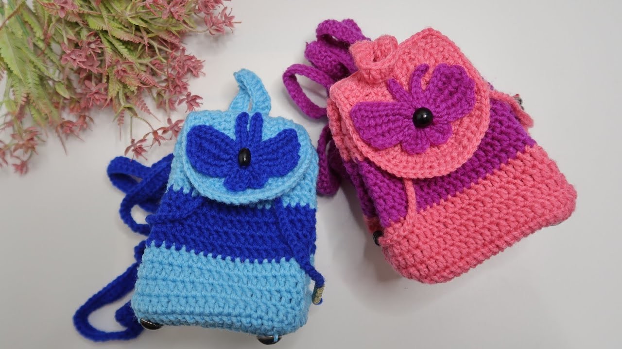 How to Crochet a 5 inches Mini Backpack (with English subtitles)