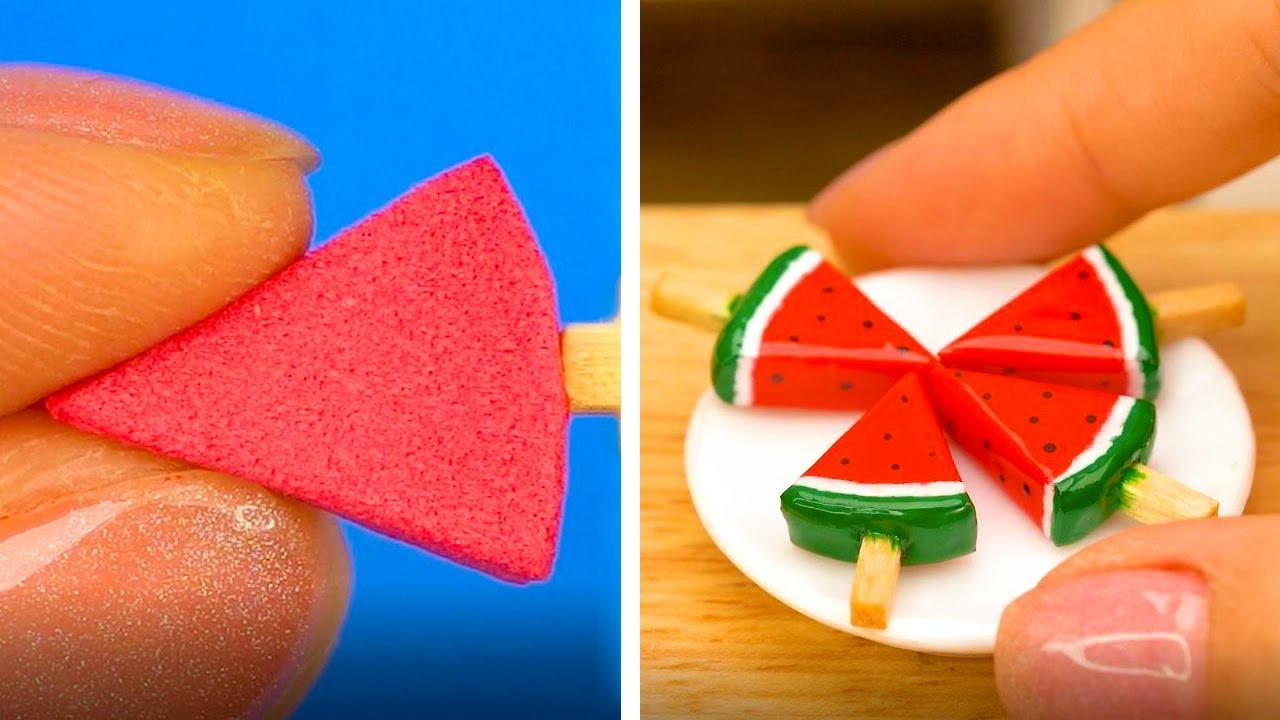 DIY Mini Watermelon Ice Iream For Barbie Super Easy | MINIATURE IDEAS FOR DOLLHOUSE | #Shorts