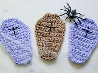 Crochet Coffin Coasters. Garland (Spooky Halloween Crochet Tutorial)