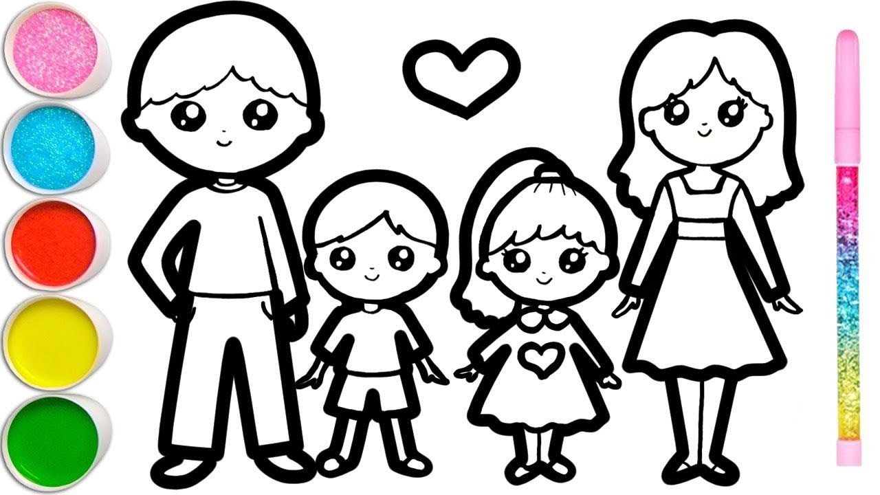 Cómo dibujar una familia para niños|How to draw a family for children