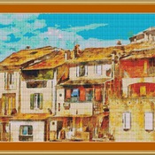 French Village Houses Cross Stitch Pattern