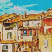 French Village Houses Cross Stitch Pattern