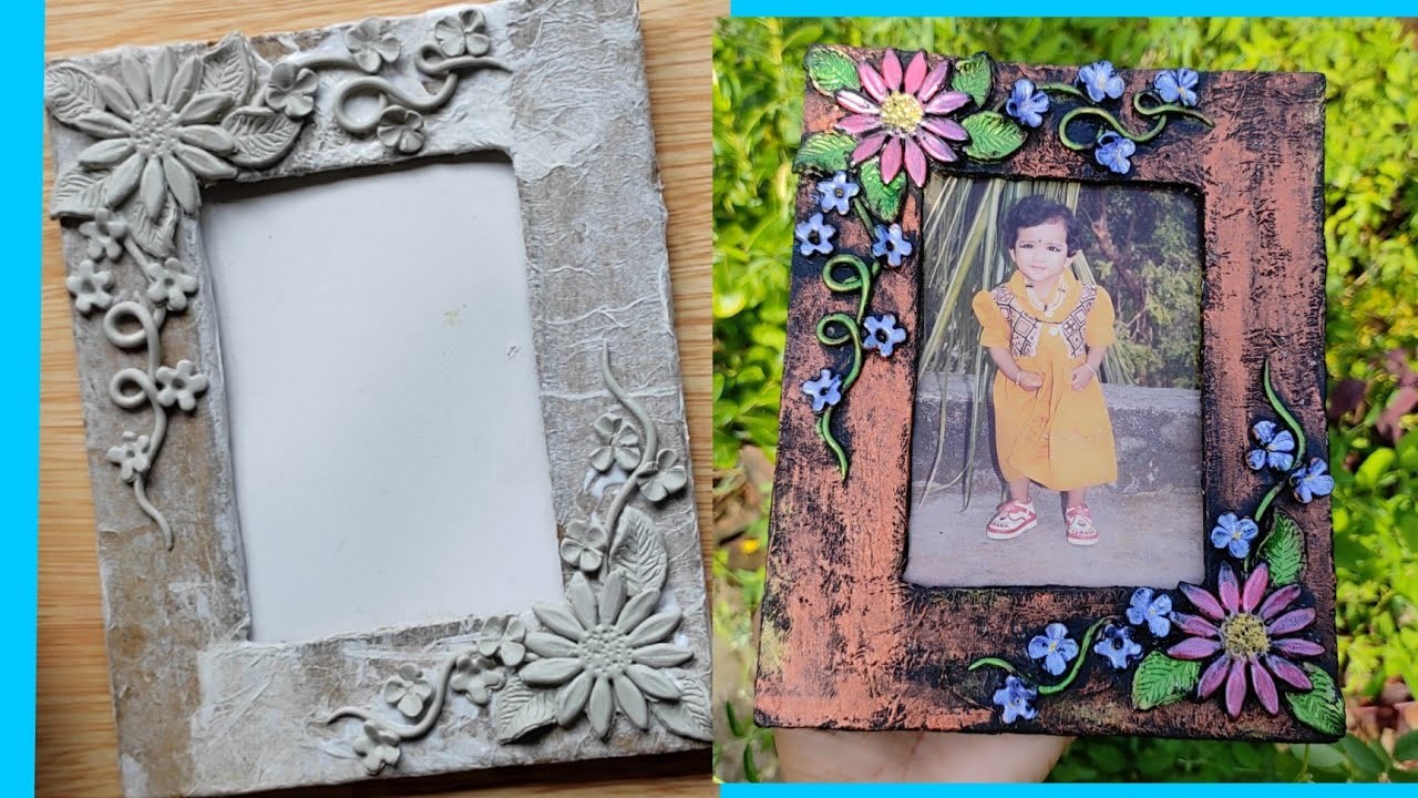 How to make clay photo frame.Diy Photo frame making.cardboard photo frame.teacher's day special gift