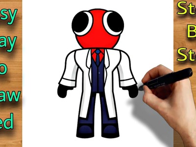 How to Draw RED from RAINBOW FRIENDS - ROBLOX DRAWING