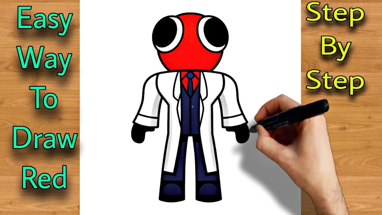 How to Draw RED from RAINBOW FRIENDS - ROBLOX DRAWING