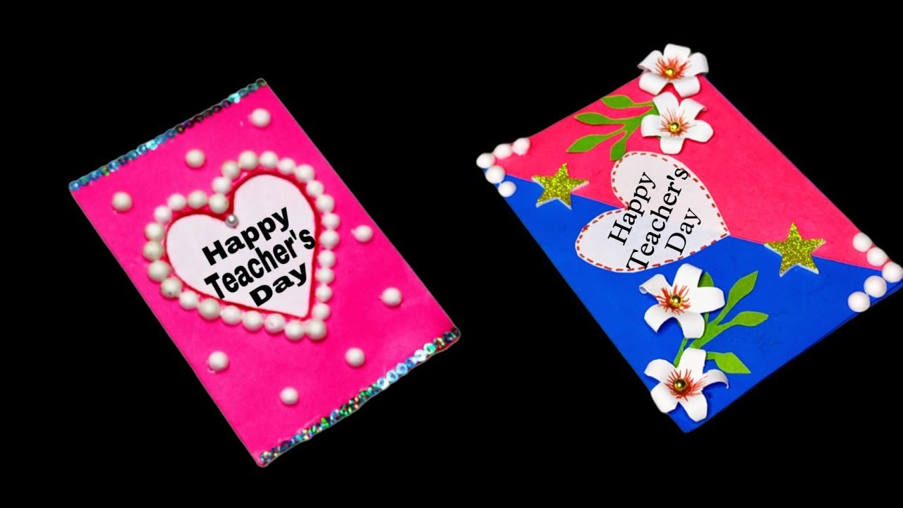 2 DIY Teacher's Day greetings cards.Teacher's Day Greetings Card for sir & mam.Handmade Card