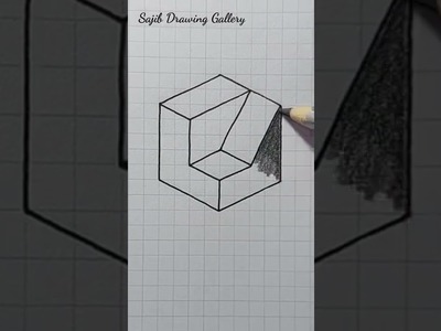 3d illusion drawing on graph paper || #satisfying #shorts