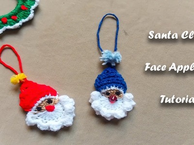 Crochet Santa Claus Face |  Santa Claus Applique | Christmas Ornament tutorial