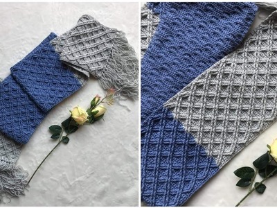 Crochet scarf for man, men's crochet scarf ،Crochet shawl, crochet blanket