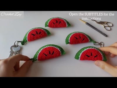 Easy Crochet Watermelon Keychain Pattern for Beginners ????????. Crochet Souvenir Ideas Gifts