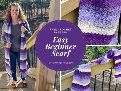 Easy Scarf Crochet Pattern, Wattle Scarf Crochet Pattern with Brava Stripe Yarn