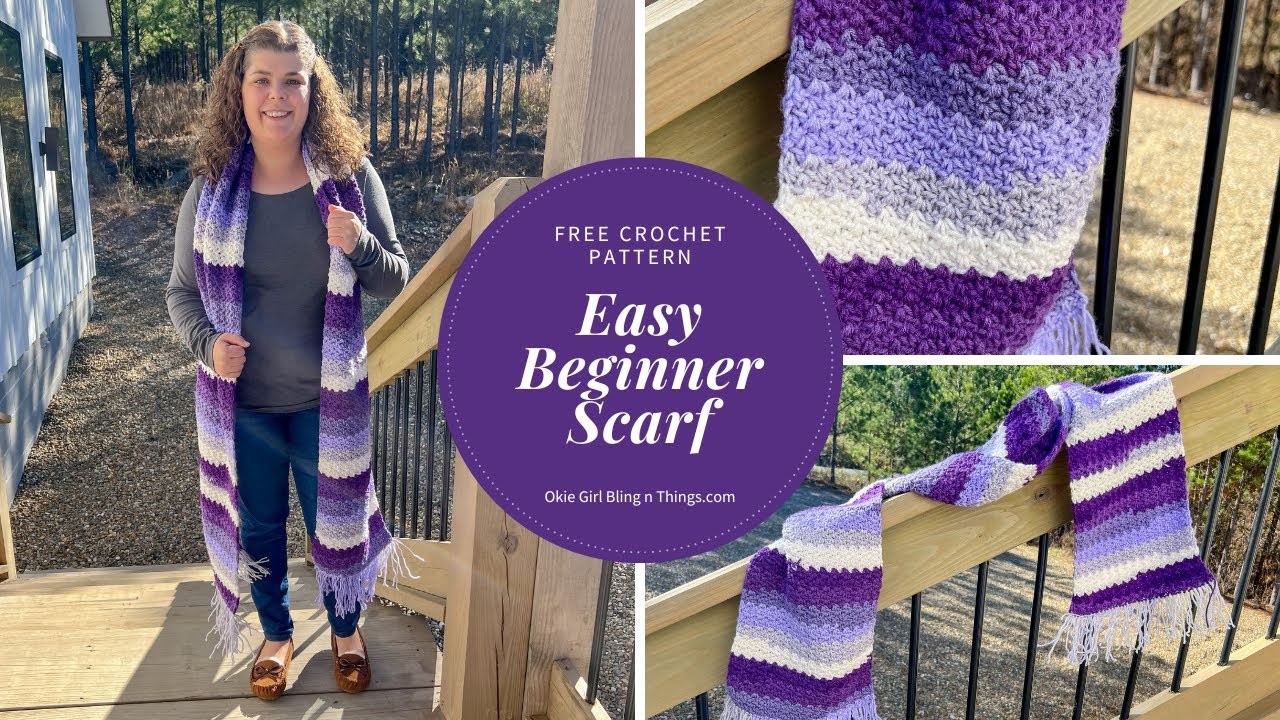 Easy Scarf Crochet Pattern, Wattle Scarf Crochet Pattern with Brava Stripe Yarn