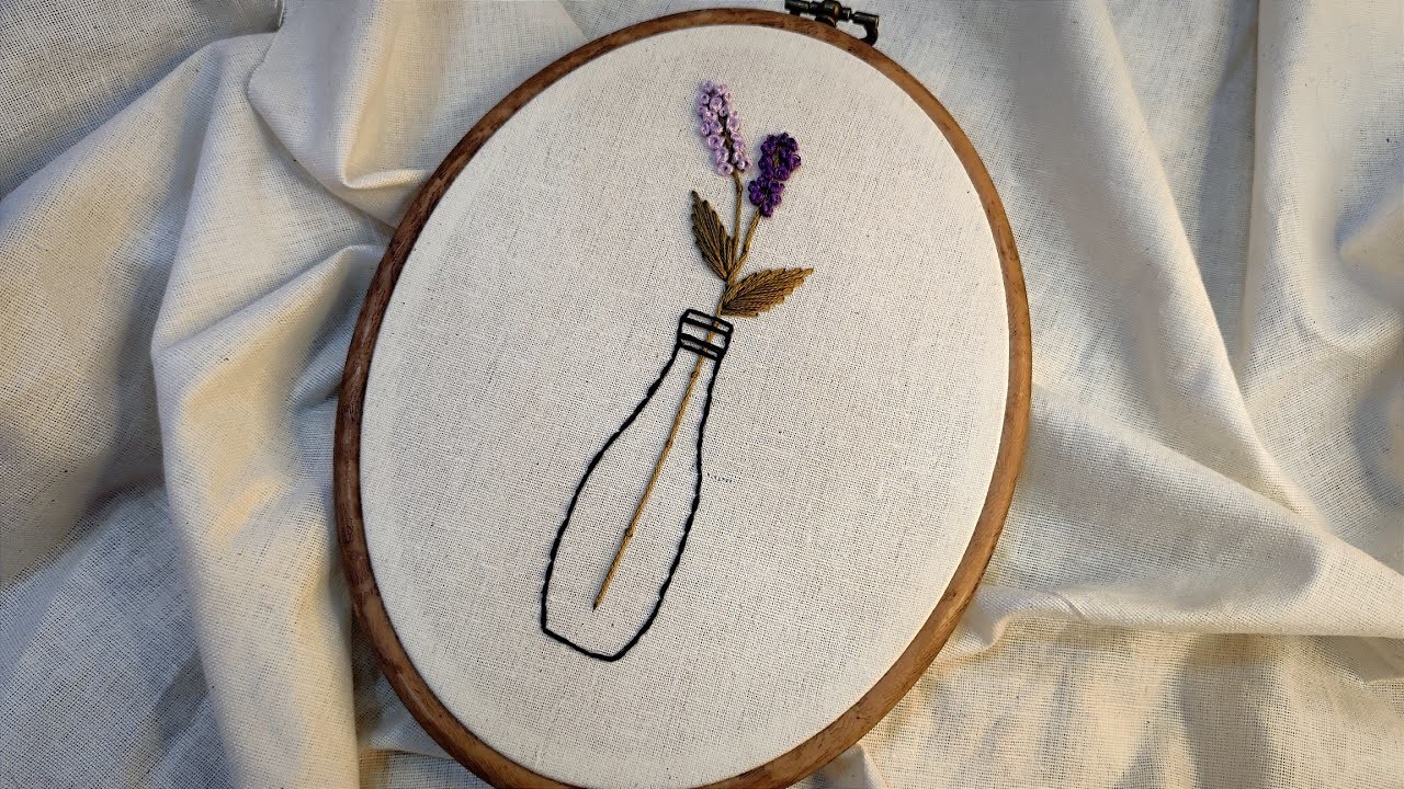 Floral embroidery tutorial || lavender embroidery || embroidery for beginners - Let's Explore