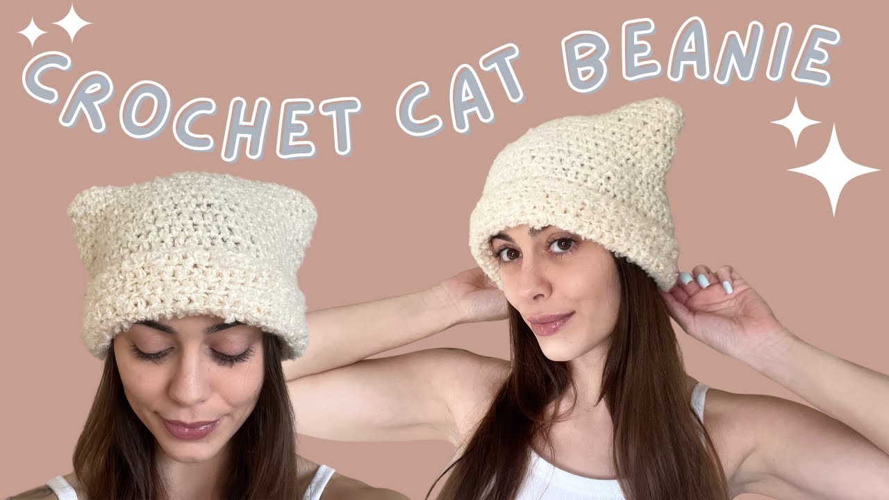 How To Crochet A Cat Beanie - Quick & Easy Tutorial for beginners
