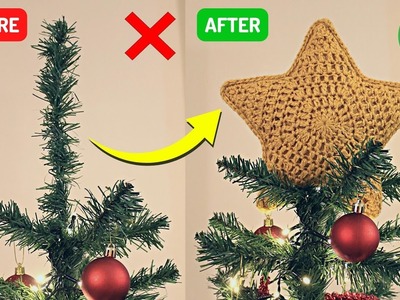 How to crochet a Christmas STAR TREE TOPPER! DIY Super easy crochet tutorial!