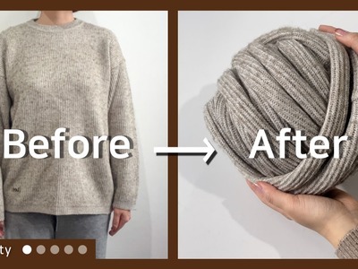 How to make a Giant Yarn from Knitted SweaterㅣSustainable Fashion, Upcycle Fashion, Recycle Fashion