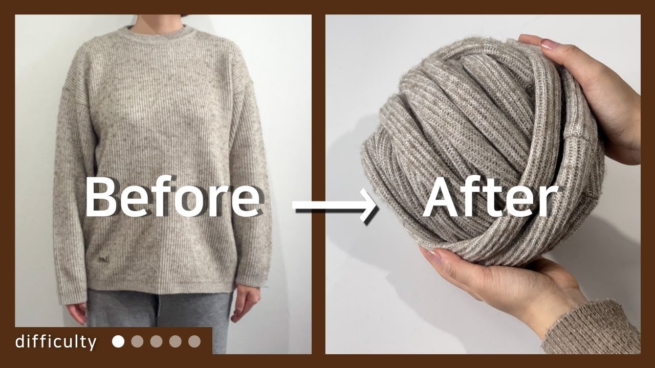 How to make a Giant Yarn from Knitted SweaterㅣSustainable Fashion, Upcycle Fashion, Recycle Fashion