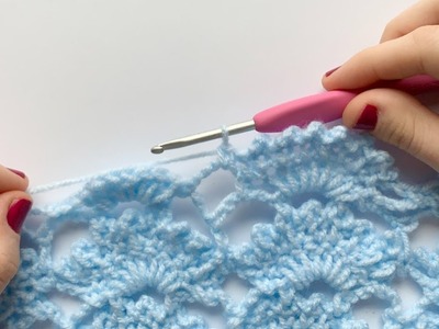 Lovely and simple. Very easy crochet tutorial for beginners. Picot fan design. Baby blanket