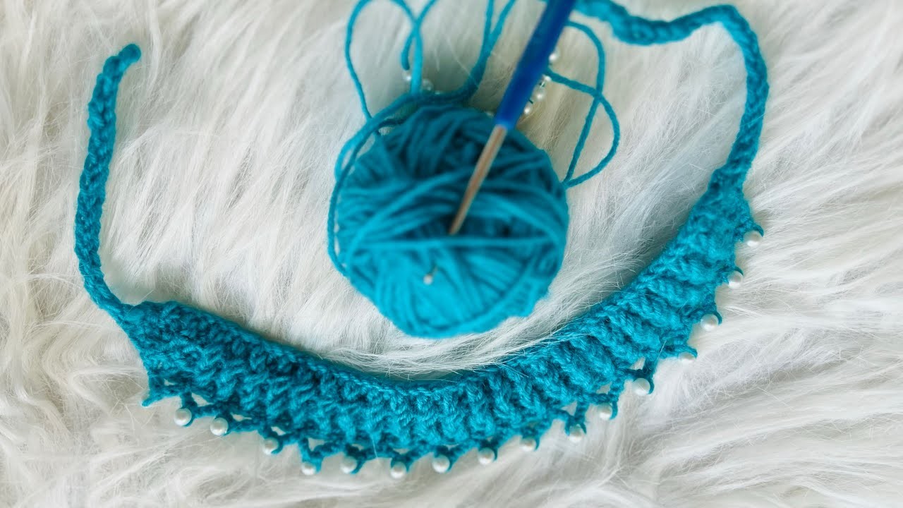 This is what I made with pearl and yarn. crochet tutorial. crochet idea. jewelry.DIY. Handcraft