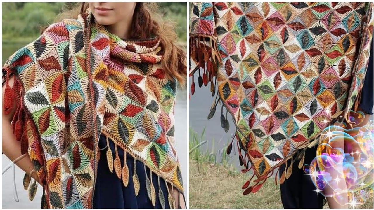 Triangle crochet shawl for beginners, easy crochet triangle shawl pattern