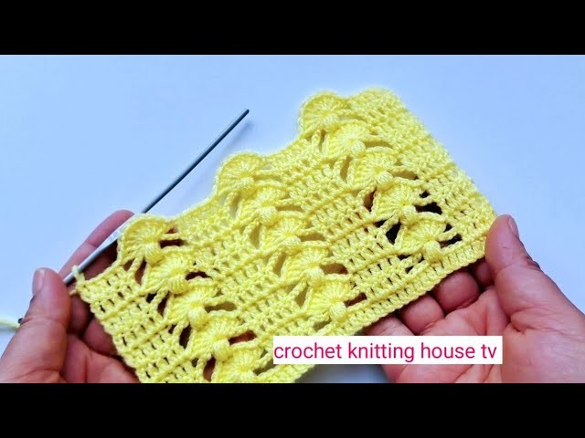 Tuto de crochet point au crochet facile pour couvertures.chales. very easy crochet baby blanket